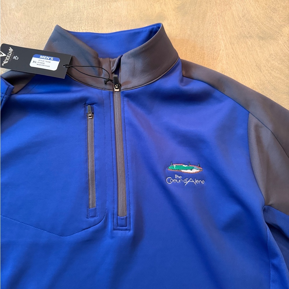 Antigua Blue and Gray Men's Quarter-Zip